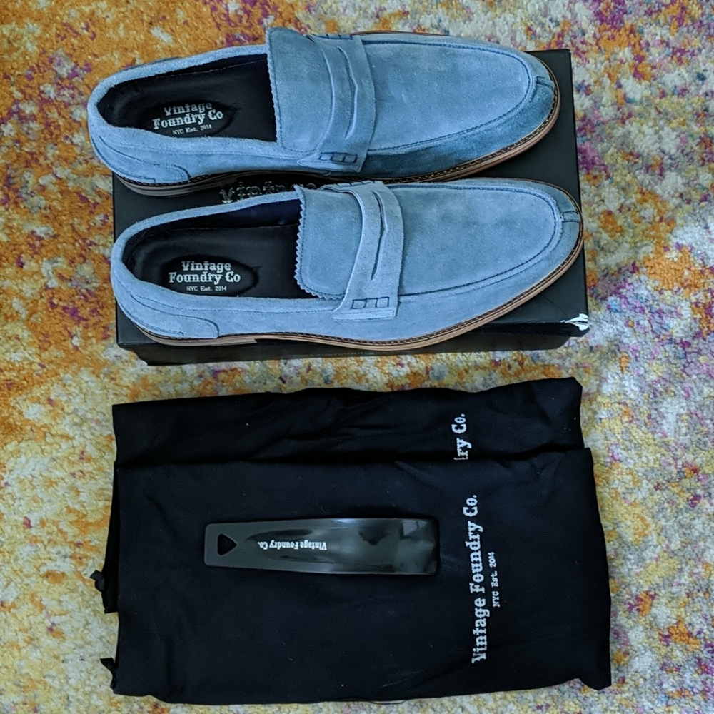 Blue Suede Vintage Foundry Loafers